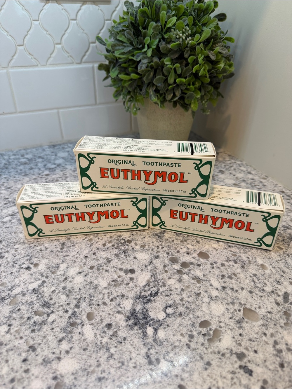 Euthymol Original Toothpaste - new in box 3 pack 3.7 oz each Non fluoride
